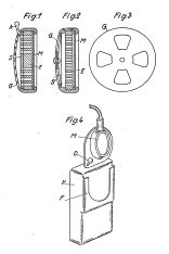 Electric hearing aid for the hard of hearing by Siemens & Halske, 1938 (DE721670)