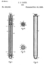 US392046A: John Louds Kugelschreiber zum Beschriften von Tierhäuten