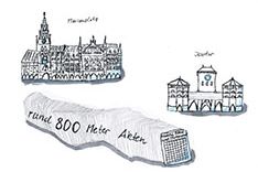 Sketchnote 800 Meter Akten vom Isartor bis zum Marienplatz