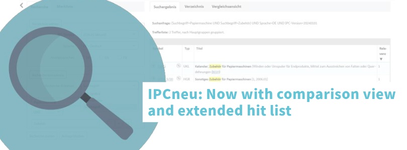 Lupe und Text: IPCneu: Jetzt mit Vergleichsansicht und erweiterter Trefferliste