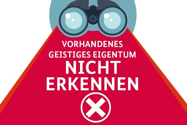 Fernglas und Text Vorhandenes geistiges Eigentum nicht erkennen