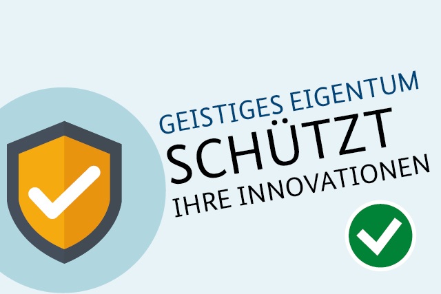 Schutzschild und Spruch: Geistiges Eigentum schützt Ihre Innovationen