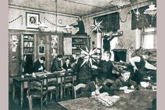 Boarding school room with christmas stars