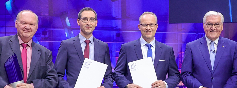 Die Gewinner des Deutschen Zukunftspreises 2024 mit Bundespräsident Frank-Walter Steinmeier